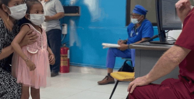 A gif showing the surgical team at our medical partner Children's Surgical Centre discussing Vanniza's case before her surgery as part of their daily morning meeting.
