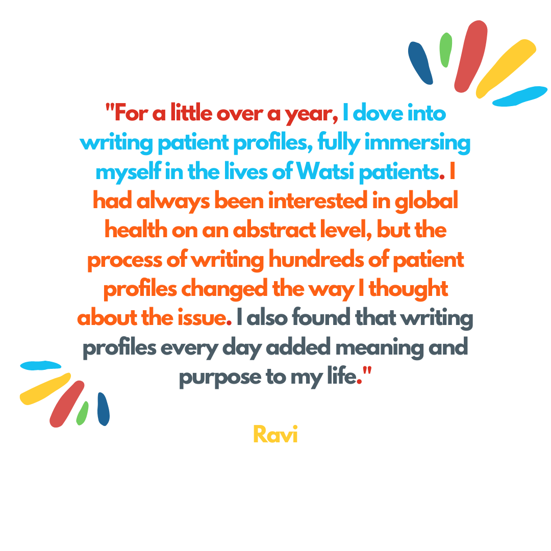 A quote from Ravi, a long time Watsi supporter sharing about his journey from being a volunteer writer at Watsi
